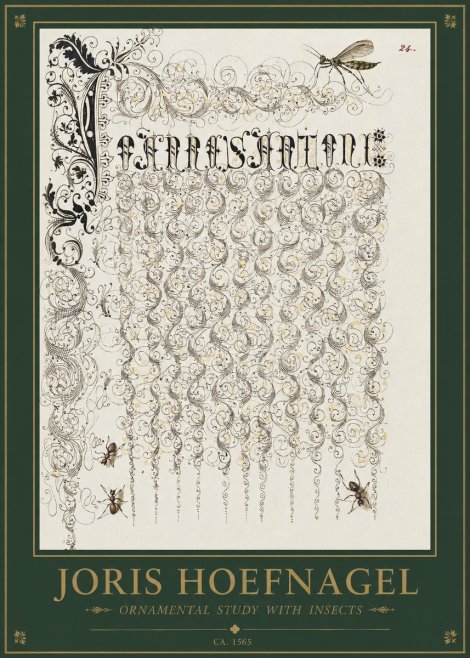 Joris Hoefnagel Ornamental Study with Insects No1 - Póster