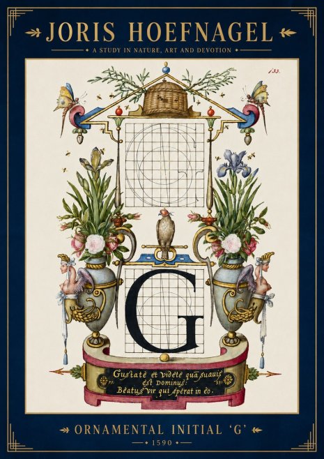 Joris Hoefnagel Ornamental Initial 'G' No3 - Póster