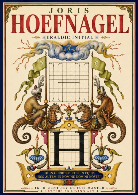 Joris Hoefnagel Heraldic Initial H No5 - Póster