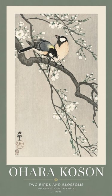 Ohara Koson Two Birds and Blossoms I No1 - Póster