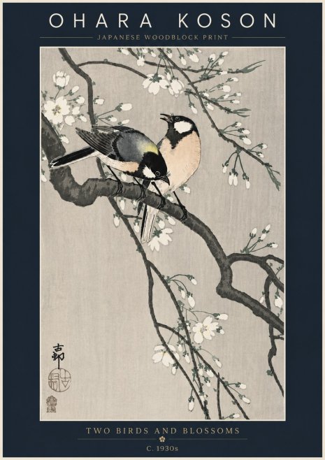 Ohara Koson Two Birds and Blossoms I No6 - Póster