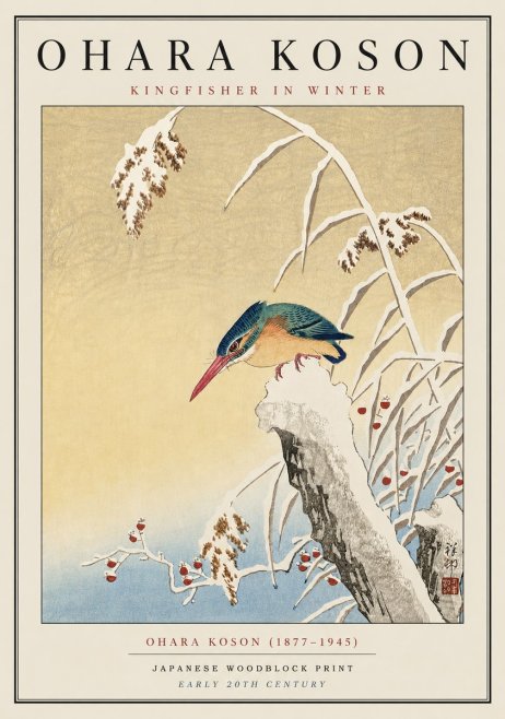 Ohara Koson Kingfisher in Winter I No5 - Póster