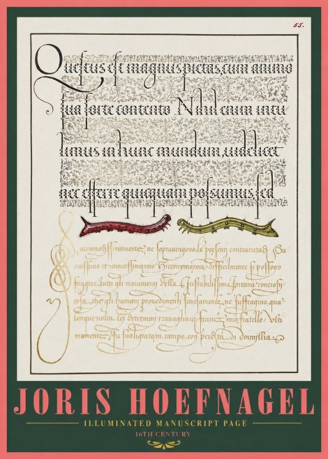 Joris Hoefnagel Illuminated Manuscript Page I No2 - Póster