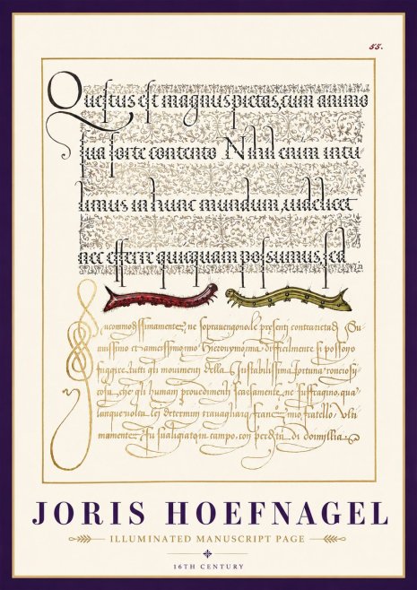Joris Hoefnagel Illuminated Manuscript Page I No3 - Póster