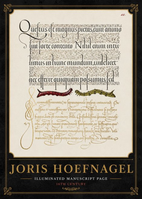 Joris Hoefnagel Illuminated Manuscript Page I No5 - Póster
