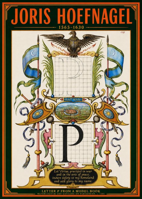 Joris Hoefnagel Letter P from a Model Book No4 - Póster