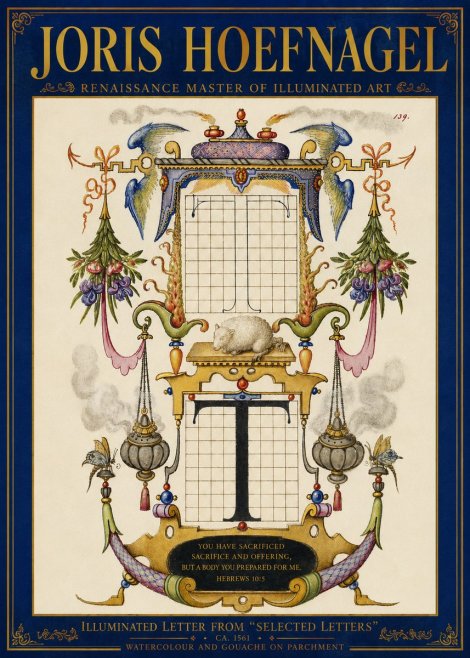 Joris Hoefnagel Letter T with Biblical Verse No5 - Póster