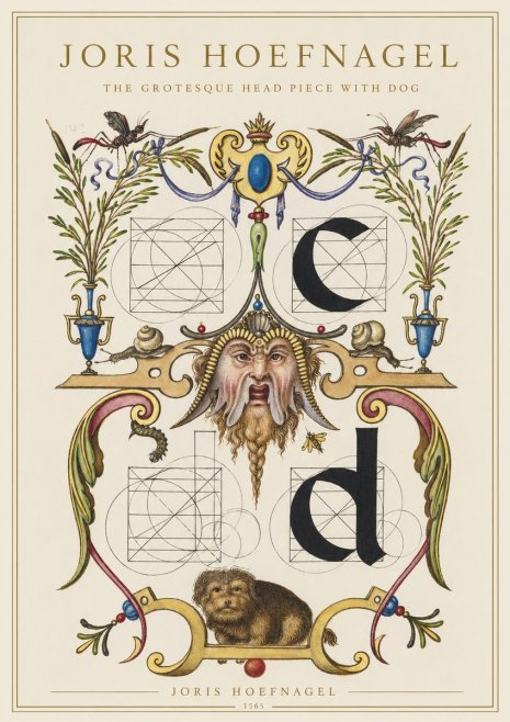 Joris Hoefnagel The Grotesque Head Piece with Dog No1 - Póster