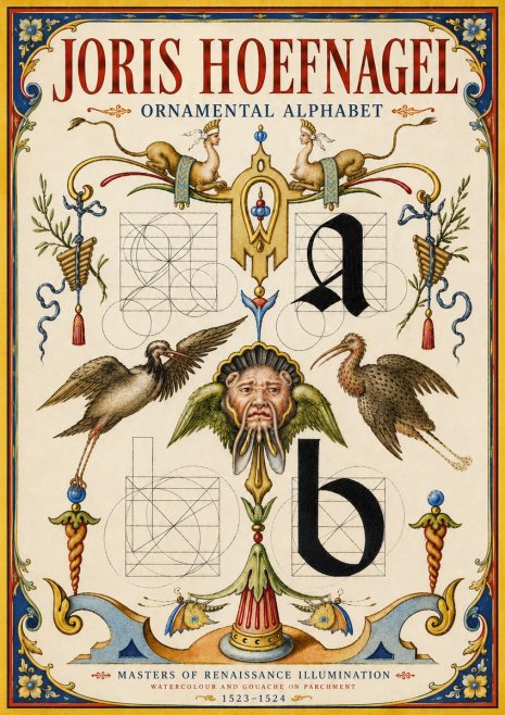 Joris Hoefnagel Ornamental Alphabet No6 - Póster