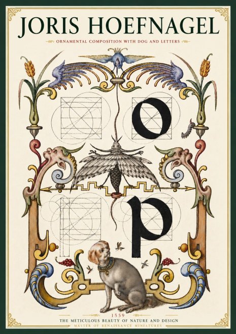 Joris Hoefnagel Ornamental Composition with Dog and Letters No4 - Póster