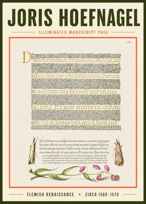 Joris Hoefnagel Illuminated Manuscript Page II No3 - Póster