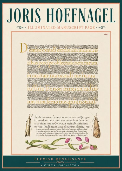Joris Hoefnagel Illuminated Manuscript Page II No5 - Póster