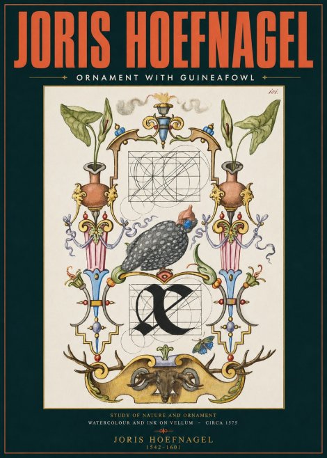 Joris Hoefnagel Ornament with Guineafowl No2 - Póster