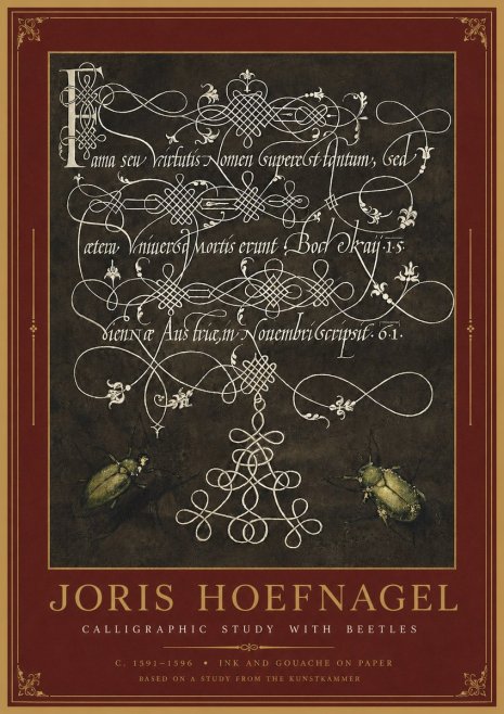 Joris Hoefnagel Calligraphic Study with Beetles No2 - Póster