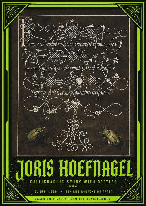 Joris Hoefnagel Calligraphic Study with Beetles No4 - Póster
