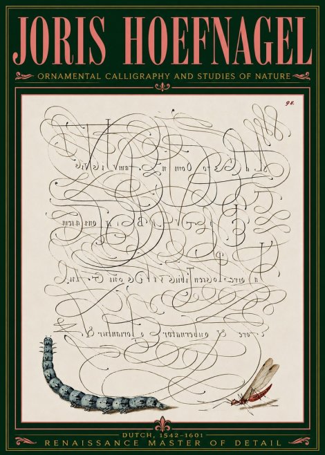 Joris Hoefnagel Ornamental Calligraphy and Studies of Nature No5 - Póster