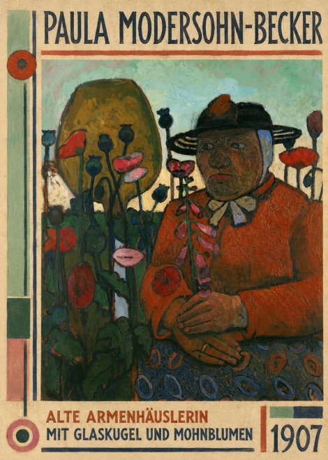 Paula Modersohn-Becker Alte Armenhäuslerin Mit Glaskugel Und Mohnblumen No1 - Póster