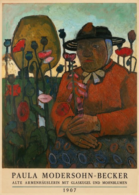 Paula Modersohn-Becker Alte Armenhäuslerin Mit Glaskugel Und Mohnblumen No5 - Póster