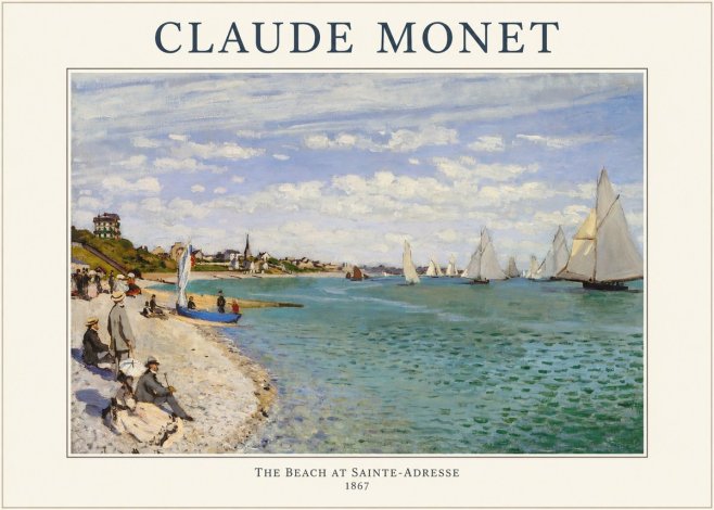 Monet The Beach at Sainte-adresse IV No1 - Póster