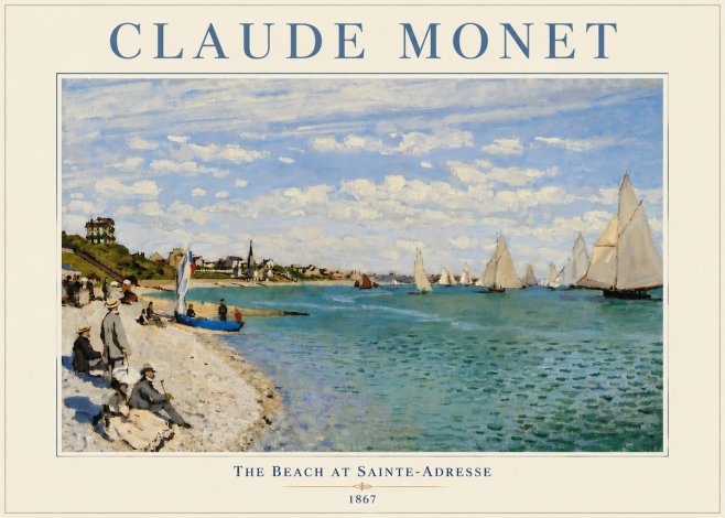 Monet The Beach at Sainte-adresse IV No5 - Póster