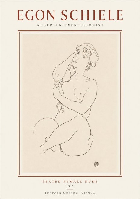 Schiele Seated Female Nude No1 - Póster