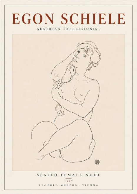 Schiele Seated Female Nude No4 - Póster