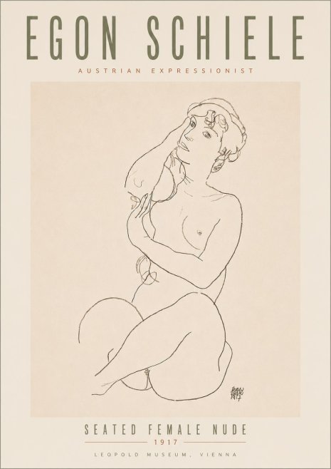 Schiele Seated Female Nude No5 - Póster