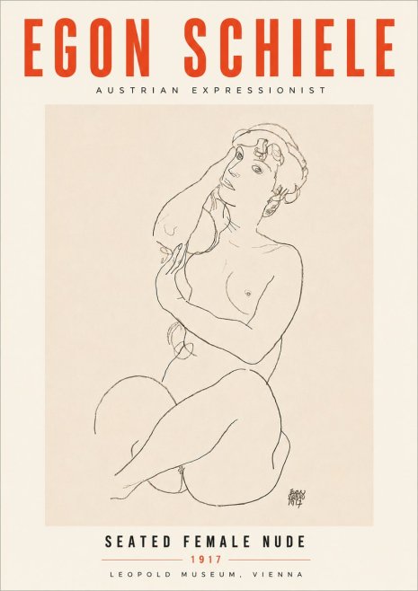 Schiele Seated Female Nude No6 - Póster