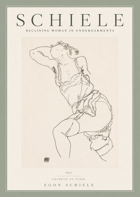 Schiele Reclining Woman in Undergarments No2 - Póster