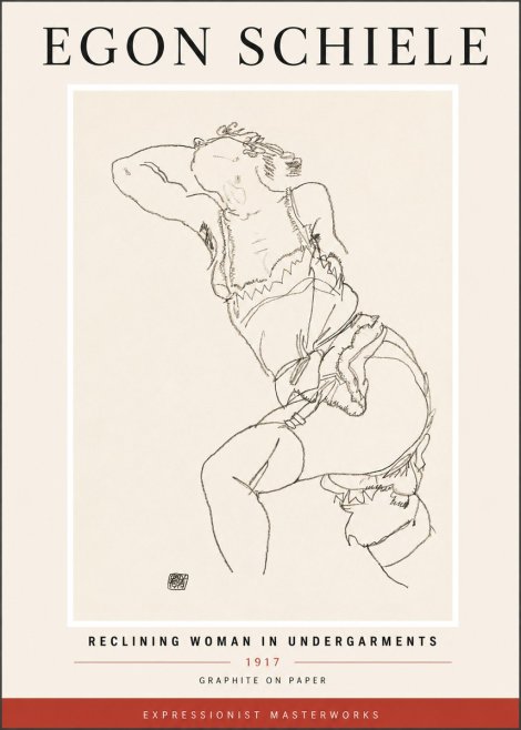 Schiele Reclining Woman in Undergarments No4 - Póster