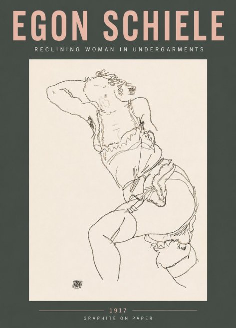 Schiele Reclining Woman in Undergarments No5 - Póster