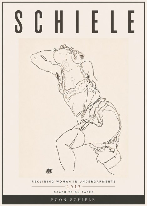 Schiele Reclining Woman in Undergarments No6 - Póster