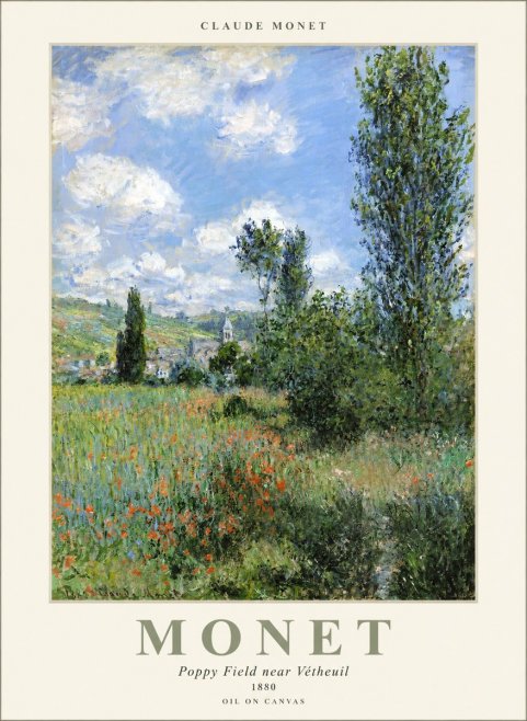 Monet Poppy Field Near Vétheuil No1 - Póster