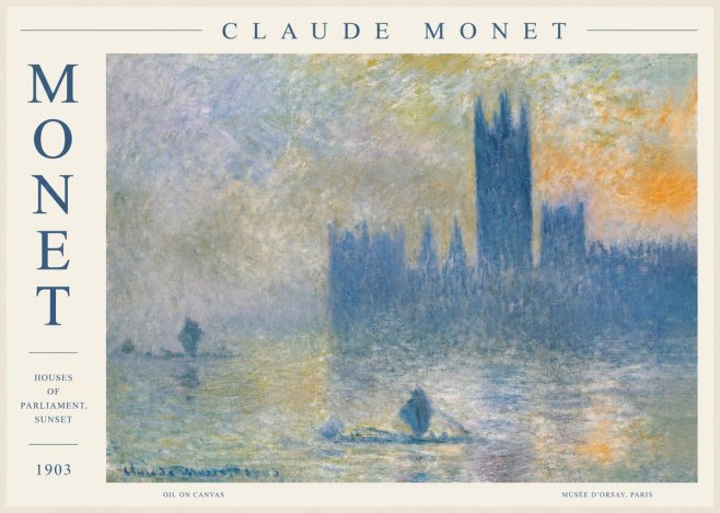 Monet Houses of Parliament, Sunset No2 - Póster