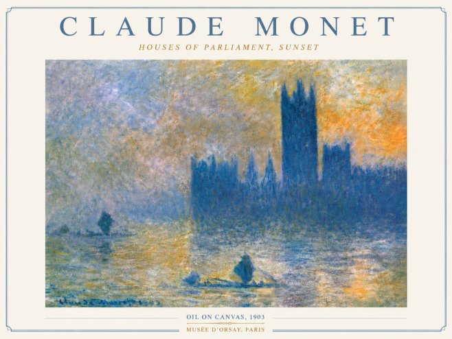 Monet Houses of Parliament, Sunset No5 - Póster