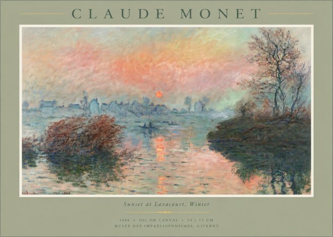 Monet Sunset at Lavacourt, Winter No6 - Póster