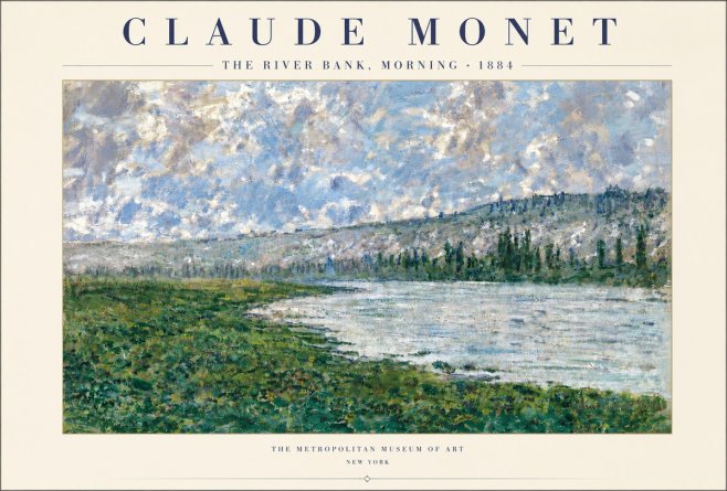 Monet The River Bank, Morning No4 - Póster
