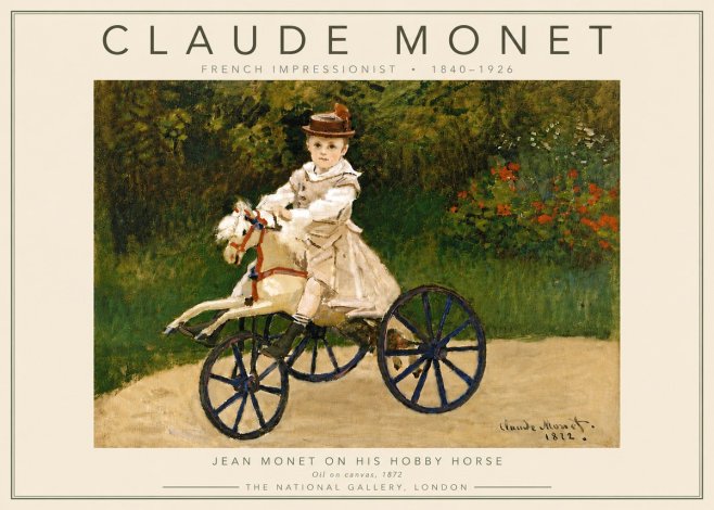 Monet Jean Monet on His Hobby Horse No6 - Póster