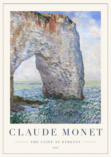 Monet The Cliff at Étretat No1 - Póster