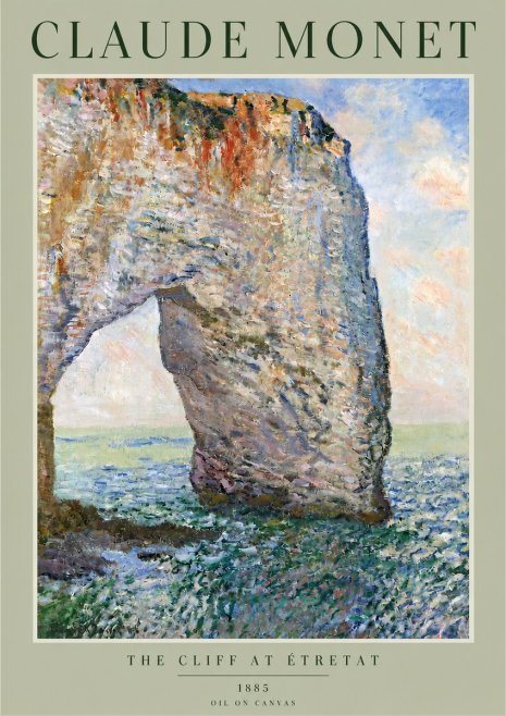 Monet The Cliff at Étretat No3 - Póster