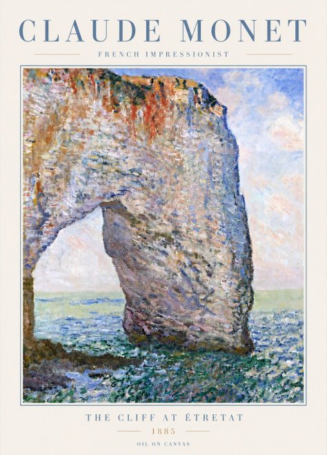 Monet The Cliff at Étretat No4 - Póster