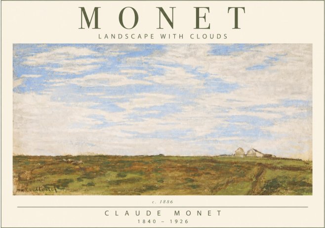 Monet Landscape with Clouds No4 - Póster