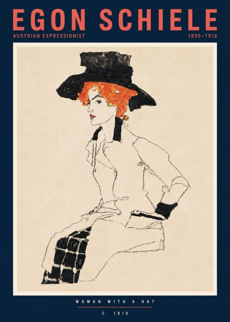 Schiele Woman with a Hat No2 - Póster