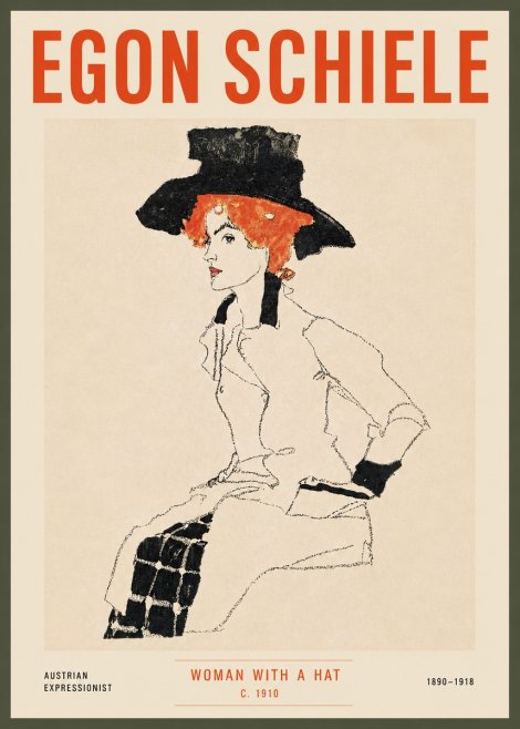 Schiele Woman with a Hat No4 - Póster