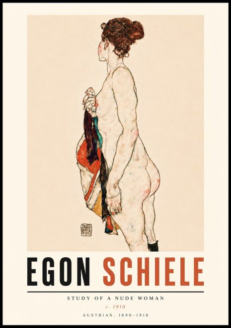 Schiele Study of a Nude Woman No3 - Póster