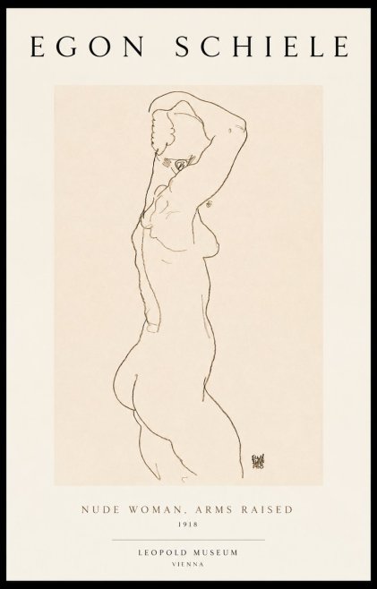 Schiele Nude Woman, Arms Raised No1 - Póster