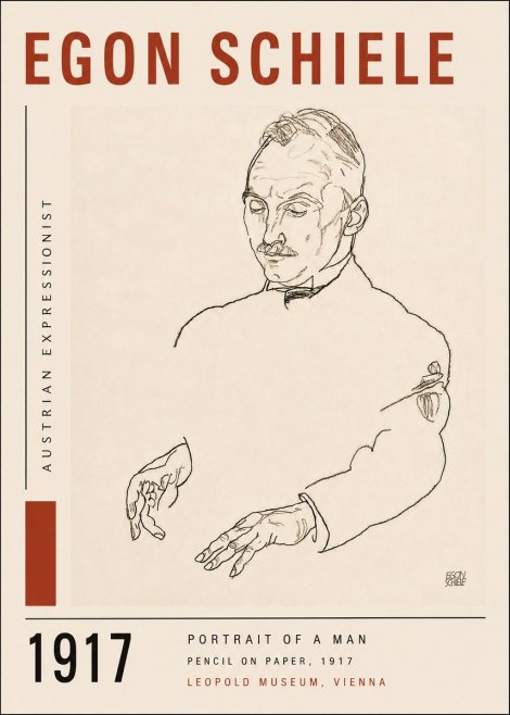 Schiele Portrait of a Man No5 - Póster