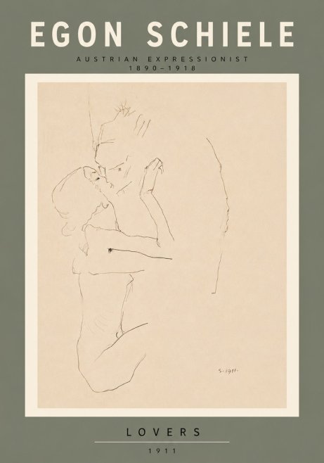 Schiele Lovers No6 - Póster