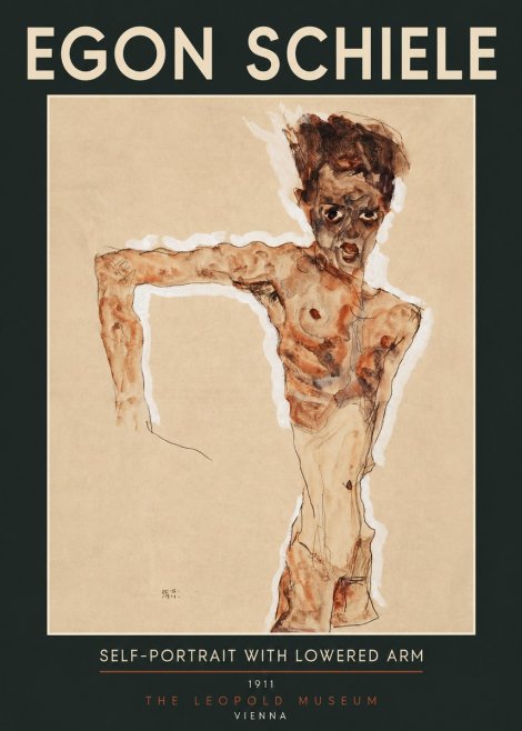 Schiele Self-portrait with Lowered Arm No2 - Póster