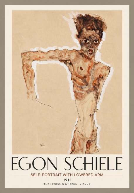 Schiele Self-portrait with Lowered Arm No4 - Póster